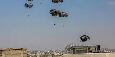 Gazze’ye havadan yardım malzemesi indirildi